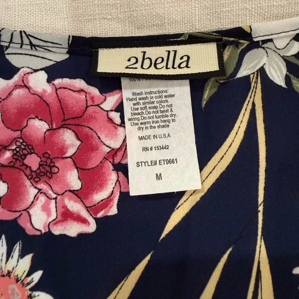 Floral V-Neck Romper - Navy and Pink - Picture 4 of 9